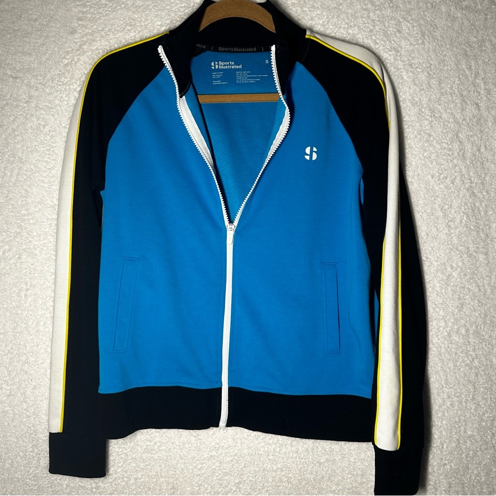 NWOT -Women's Sports Illustrated Teal‎ Black White Full Zip Track Jacket-Size S